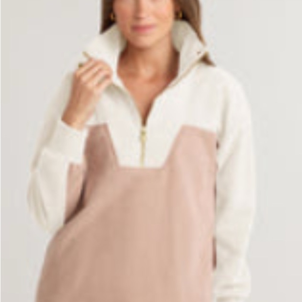 Dudley Stephens Alcott Pullover, Cream/Khaki Fleece, vello